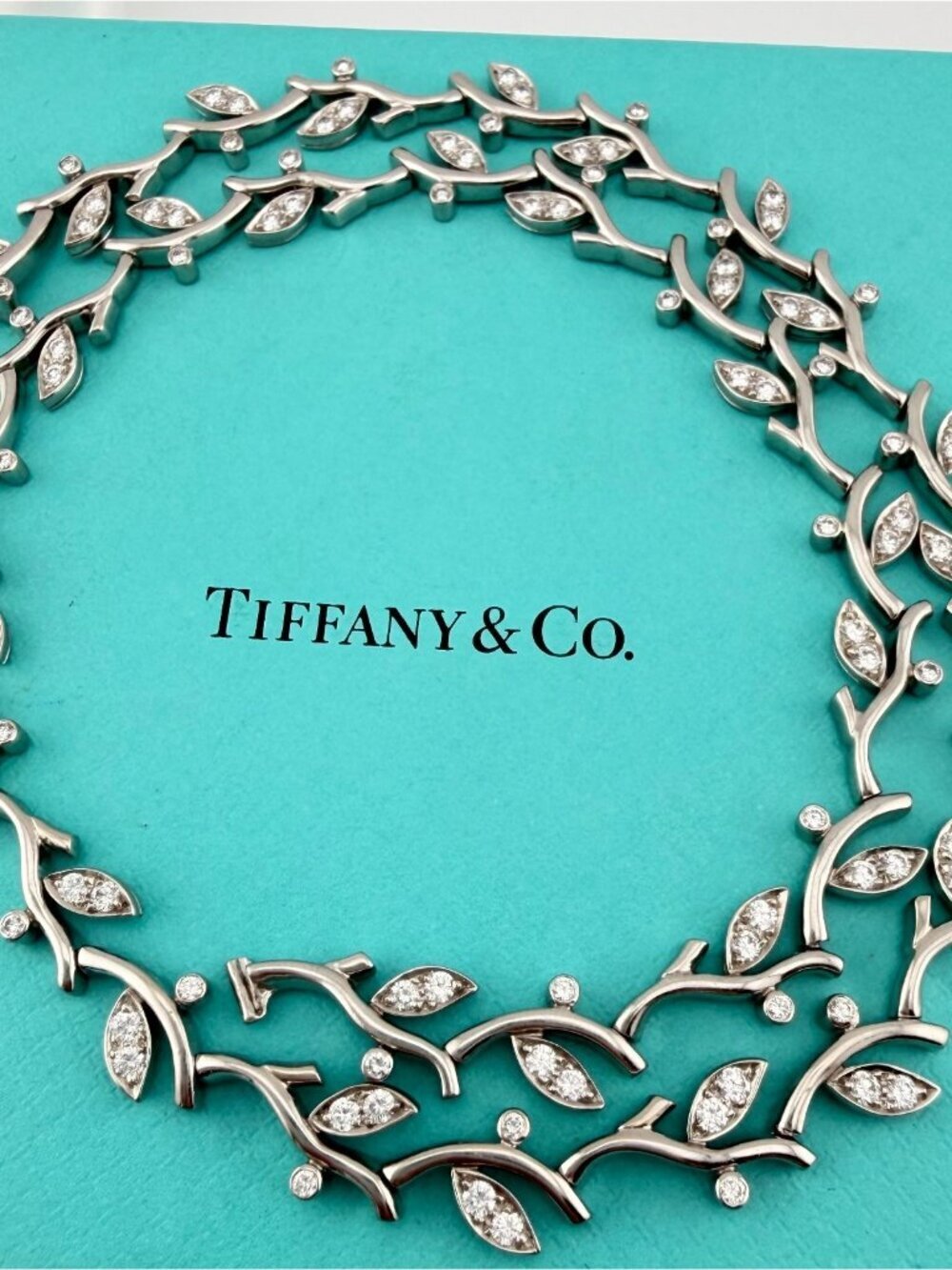 Tiffany & Co. Garland Diamond Necklace Platinum +2.25ct +100 Diamonds 17in 52g